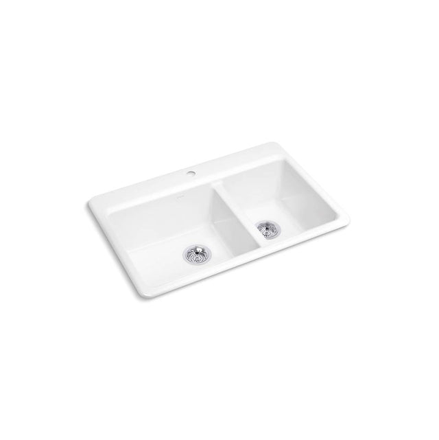 Kohler - Riverby 33'' top-mount double-bowl kitchen sink - White