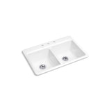 Kohler - Riverby 33'' top-mount double-bowl kitchen sink - White