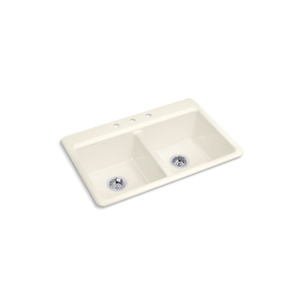 Kohler - Riverby 33'' top-mount double-bowl kitchen sink - Biscuit