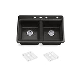 Riverby 33'' top-mount double-bowl kitchen sink