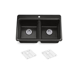 Riverby 33'' top-mount double-bowl kitchen sink