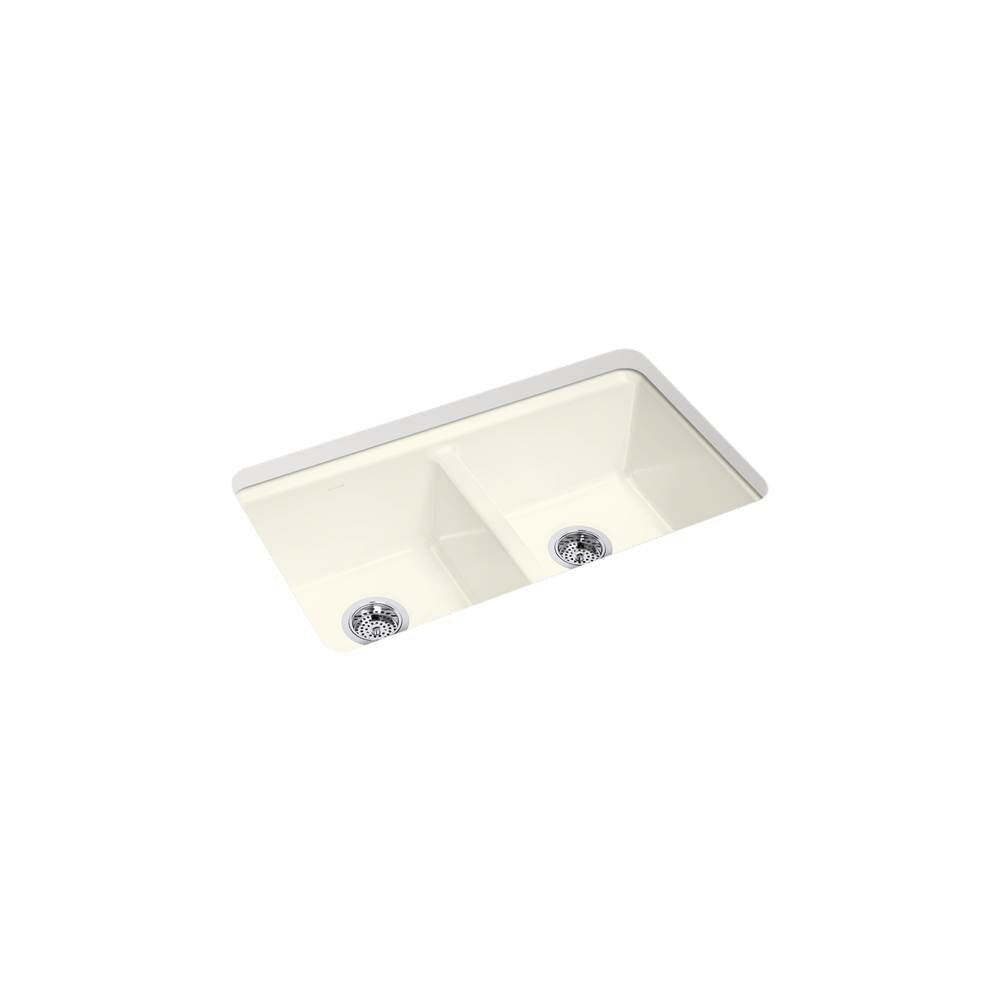 Kohler - Riverby 33'' undermount double-bowl kitchen sink - Biscuit