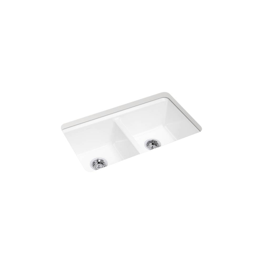 Kohler - Riverby 33'' undermount double-bowl kitchen sink - White