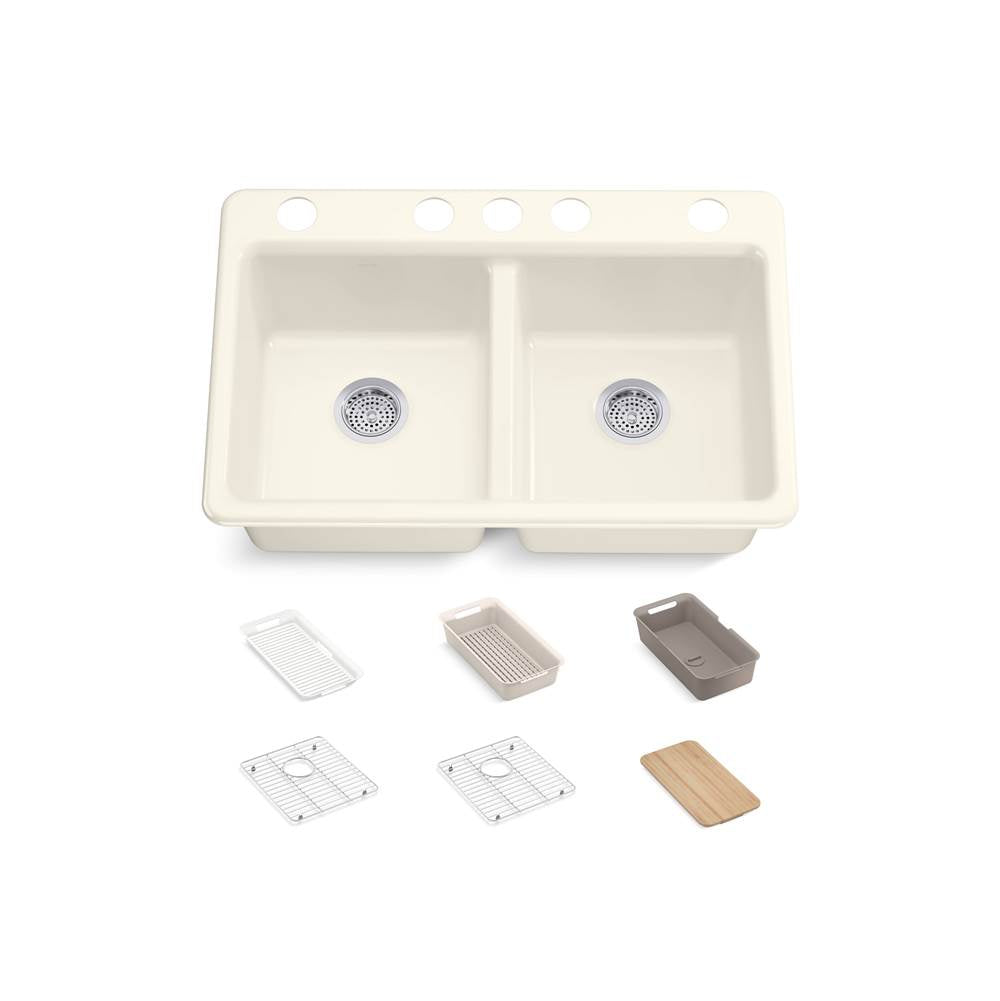 Riverby 33'' undermount double-bowl workstation kitchen sink