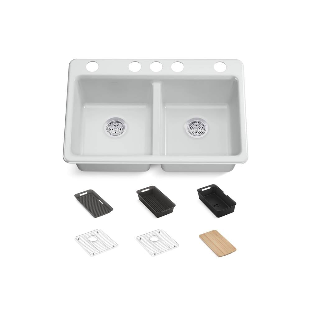 Riverby 33'' undermount double-bowl workstation kitchen sink