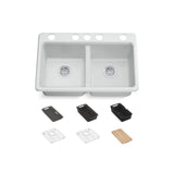 Riverby 33'' undermount double-bowl workstation kitchen sink