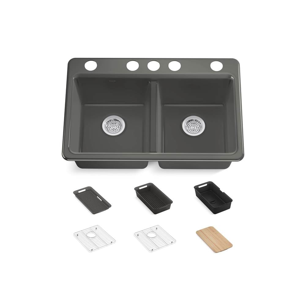 Riverby 33'' undermount double-bowl workstation kitchen sink