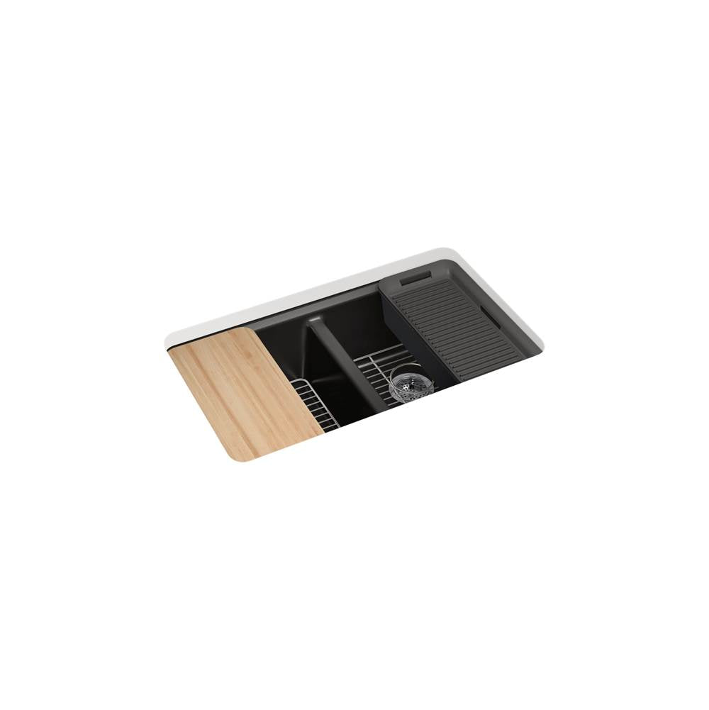 Riverby 33'' undermount double-bowl workstation kitchen sink