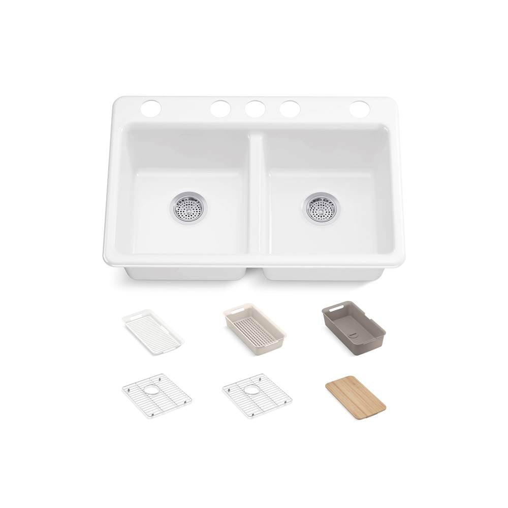 Riverby 33'' undermount double-bowl workstation kitchen sink