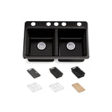 Riverby 33'' undermount double-bowl workstation kitchen sink