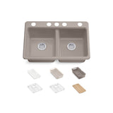 Riverby 33'' undermount double-bowl workstation kitchen sink