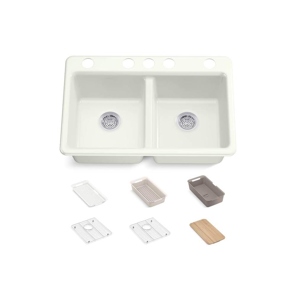 Riverby 33'' undermount double-bowl workstation kitchen sink