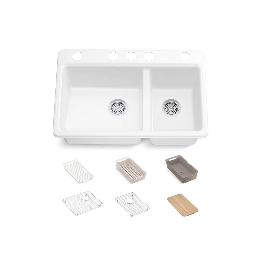 Riverby 33'' undermount double-bowl workstation kitchen sink