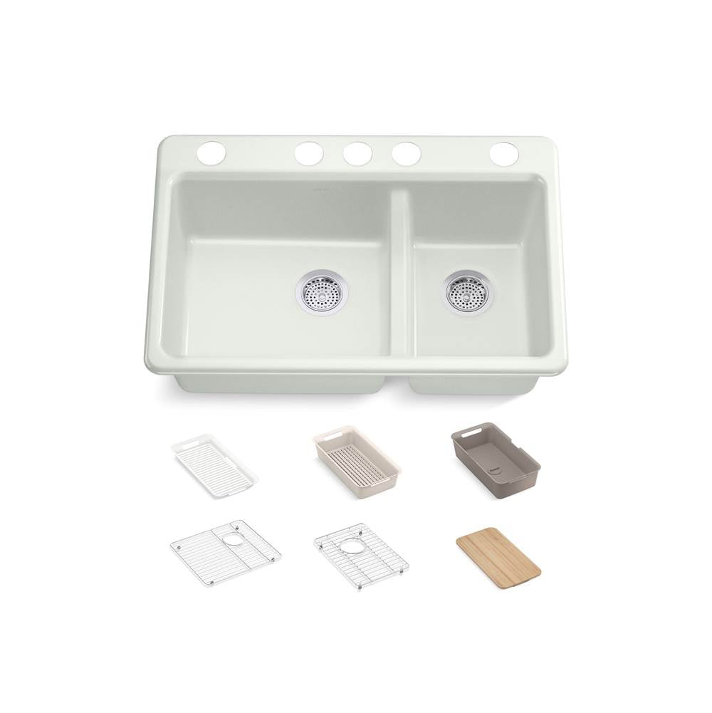 Riverby 33'' undermount double-bowl workstation kitchen sink