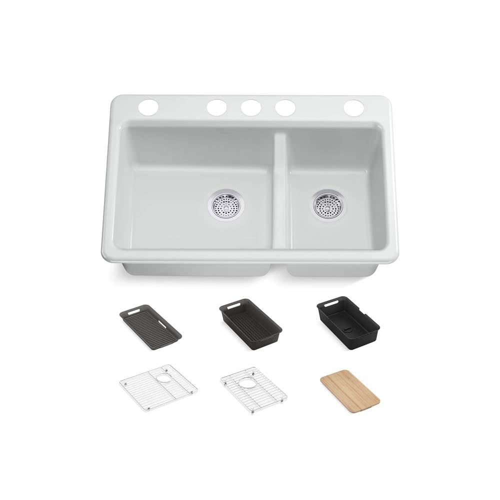 Riverby 33'' undermount double-bowl workstation kitchen sink
