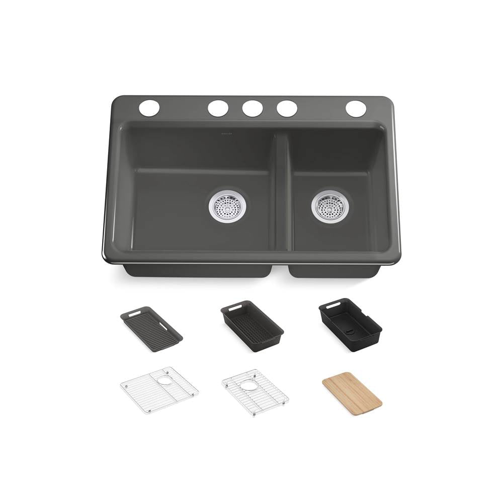 Riverby 33'' undermount double-bowl workstation kitchen sink