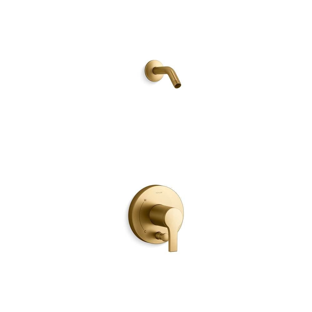 Kohler - Elate Rite-Temp Bath And Shower Trim Kit With Push-Button Diverter Without Showerhead - Vibrant Brushed Moderne Brass