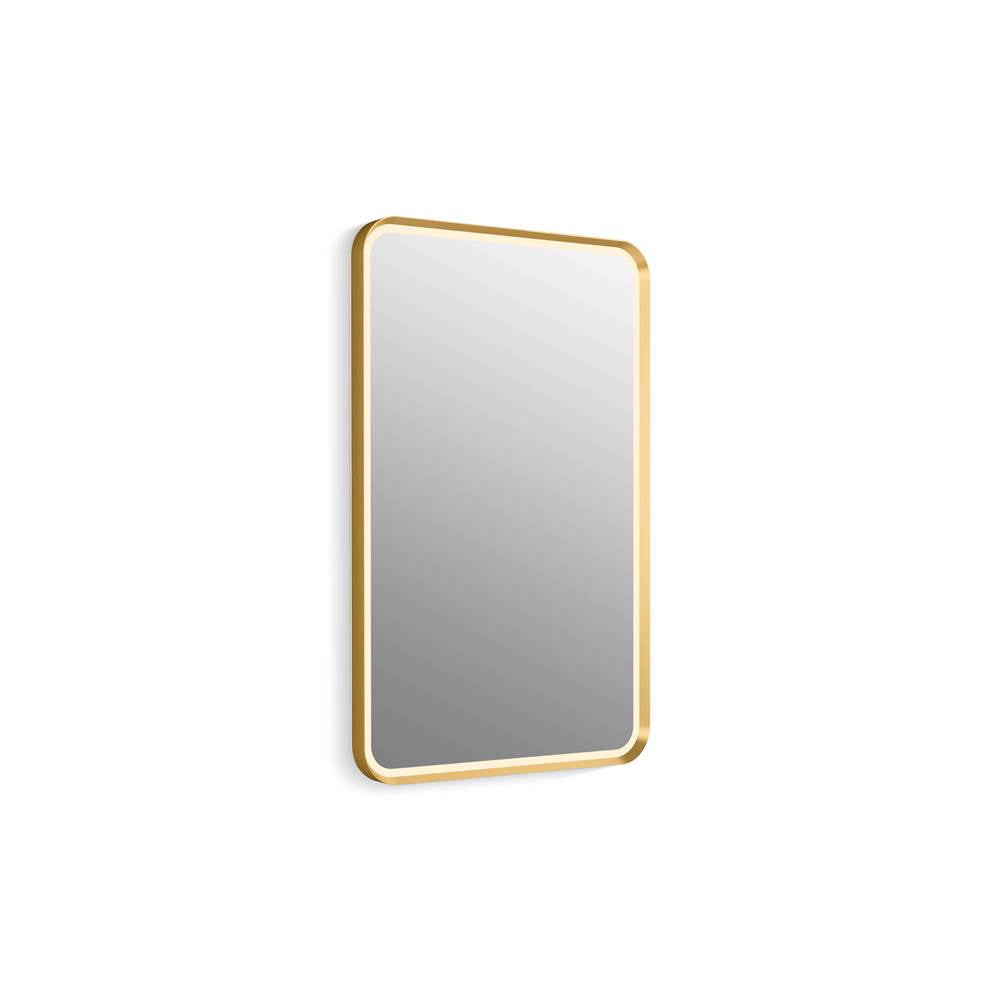 Kohler - Essential Ultrabright 22 in. X 34 in. Rectangular Lighted Framed Mirror - Moderne Brushed Gold