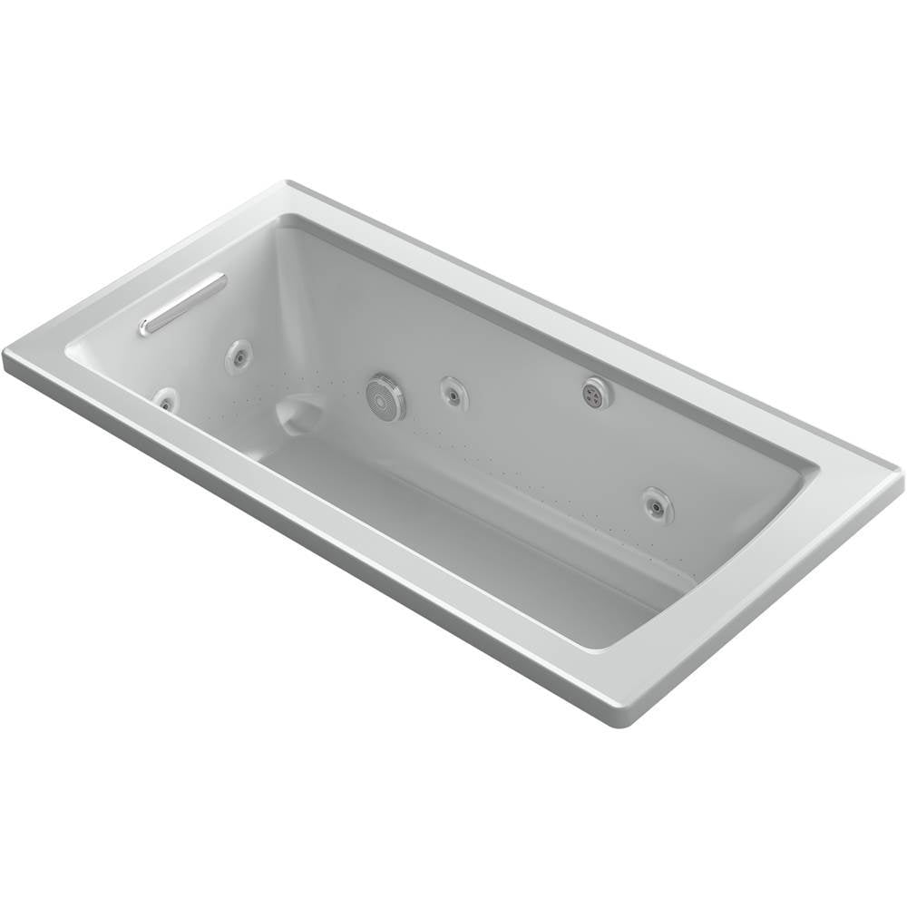 Kohler - Archer 60'' x 30'' drop-in Heated BubbleMassageE air bath with whirlpool - Ice Grey
