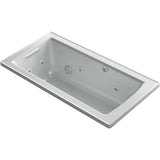 Kohler - Archer 60'' x 30'' drop-in Heated BubbleMassageE air bath with whirlpool - Ice Grey