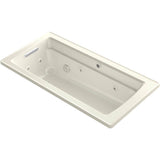 Kohler - Archer 66'' x 32'' drop-in Heated BubbleMassageE air bath with whirlpool - Biscuit