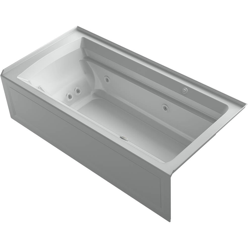 Kohler - Archer 72'' x 36'' alcove Heated BubbleMassageE air bath and whirlpool, right drain - Ice Grey