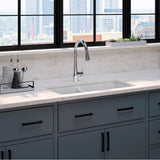Simplice Touchless pull-down kitchen sink faucet with three-function sprayhead