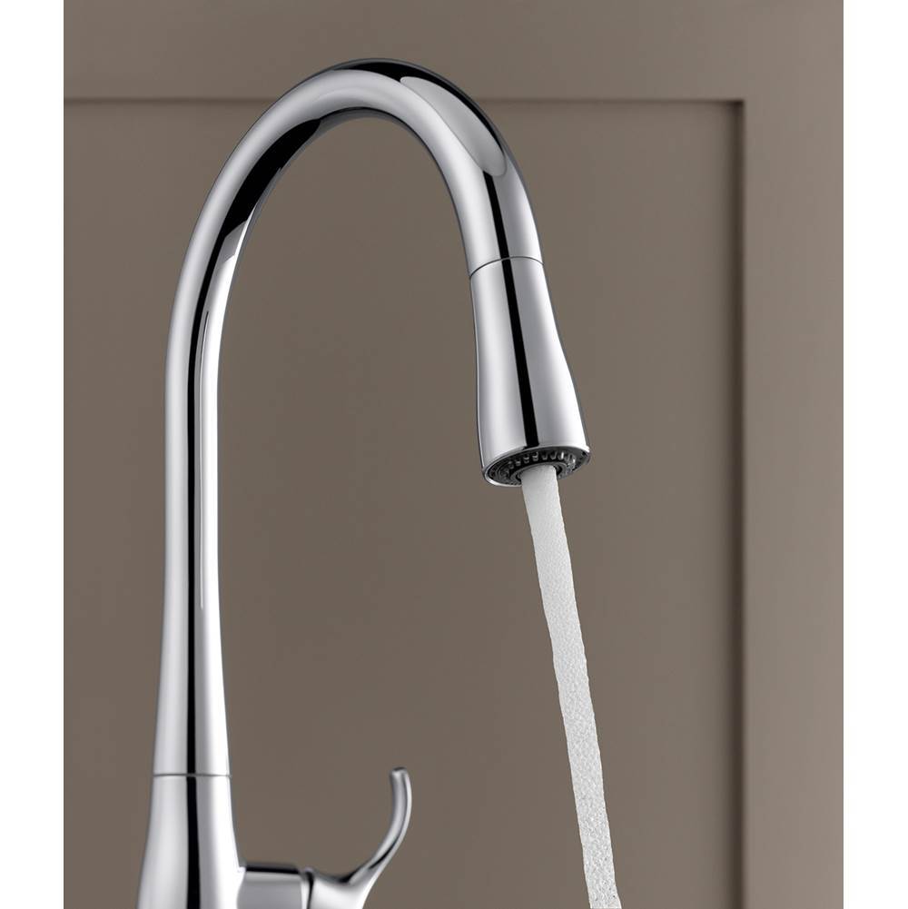 Simplice Touchless pull-down kitchen sink faucet with three-function sprayhead