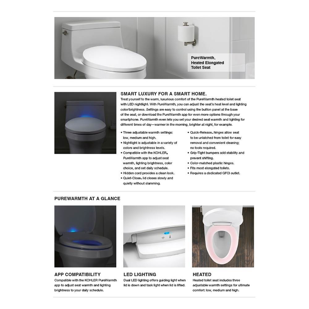PureWarmth Heated Quiet-CloseE elongated toilet seat