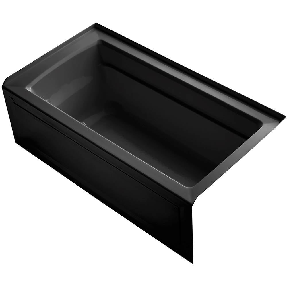 Kohler - Archer 60'' x 32'' alcove Heated BubbleMassageE air bath, right drain - Black