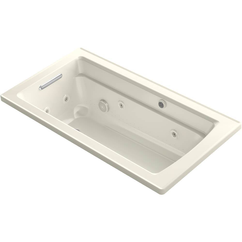 Kohler - Archer 60'' x 32'' drop-in Heated BubbleMassageE air bath and whirlpool - Biscuit