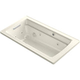 Kohler - Archer 60'' x 32'' drop-in Heated BubbleMassageE air bath and whirlpool - Biscuit