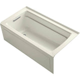 Kohler - Archer 60'' x 32'' alcove Heated BubbleMassageE air bath, left drain - Biscuit