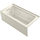 Kohler - Archer 60'' x 30'' alcove Heated BubbleMassageE air bath and whirlpool, left drain - Biscuit