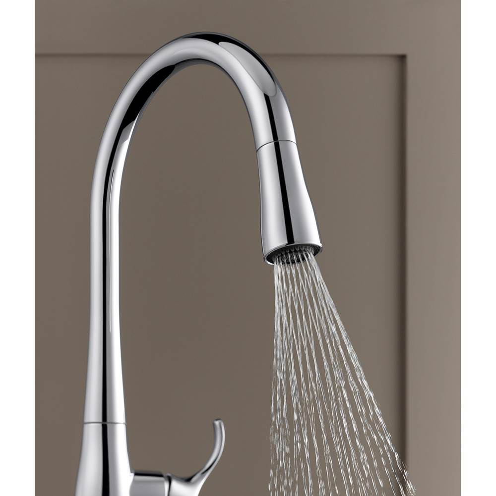 Simplice Touchless pull-down kitchen sink faucet with three-function sprayhead