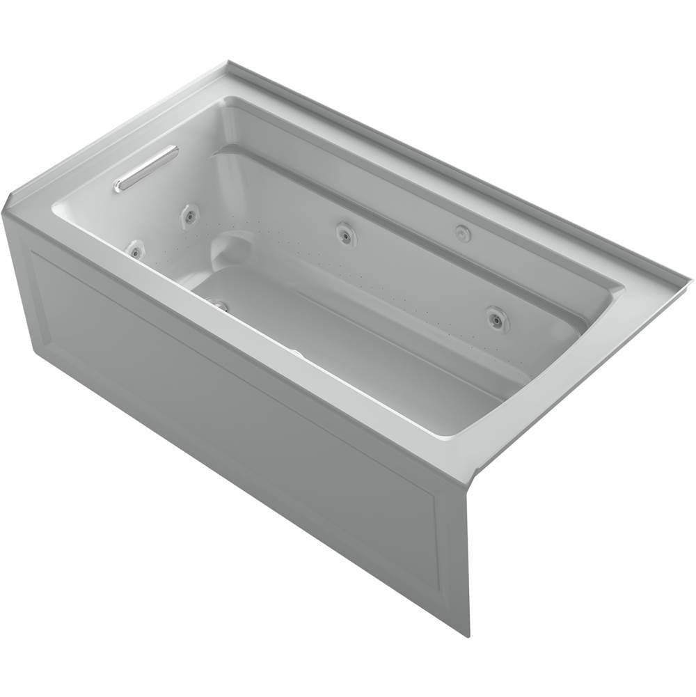 Kohler - Archer 60'' x 32'' alcove Heated BubbleMassageE air bath and whirlpool, left drain - Ice Grey