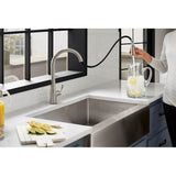 Simplice Touchless pull-down kitchen sink faucet with three-function sprayhead