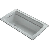 Kohler - Archer 60'' x 32'' drop-in Heated BubbleMassageE air bath - Ice Grey