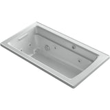 Kohler - Archer 60'' x 32'' drop-in Heated BubbleMassageE air bath and whirlpool - Ice Grey