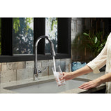 Simplice Touchless pull-down kitchen sink faucet with three-function sprayhead