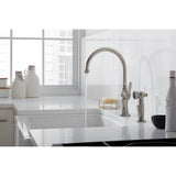 Artifacts Single-handle kitchen sink faucet with two-function sprayhead