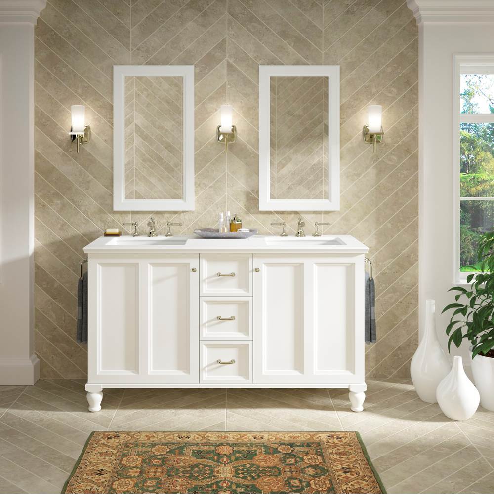 Damask 60'' bathroom vanity cabinet with furniture legs, 2 doors and 3 drawers