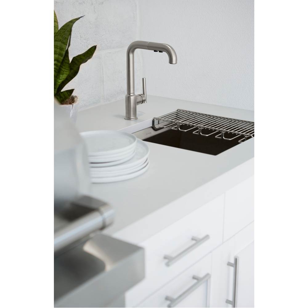 Purist Pull-out kitchen sink faucet with three-function sprayhead