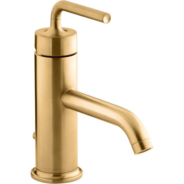 Kohler - Purist Single-handle bathroom sink faucet with Straight Lever handle, 1.2 gpm - Vibrant Brushed Moderne Brass