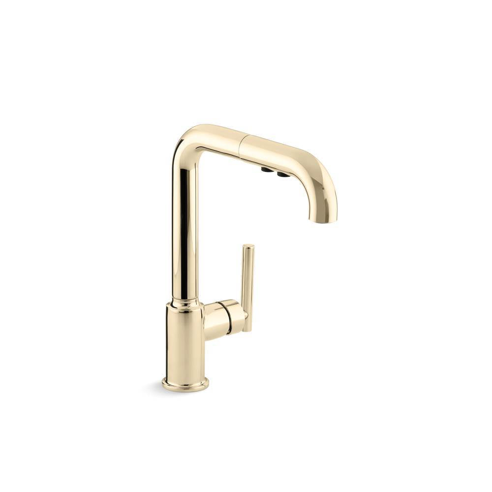 Kohler - Purist Pull-out kitchen sink faucet with three-function sprayhead - Vibrant French Gold