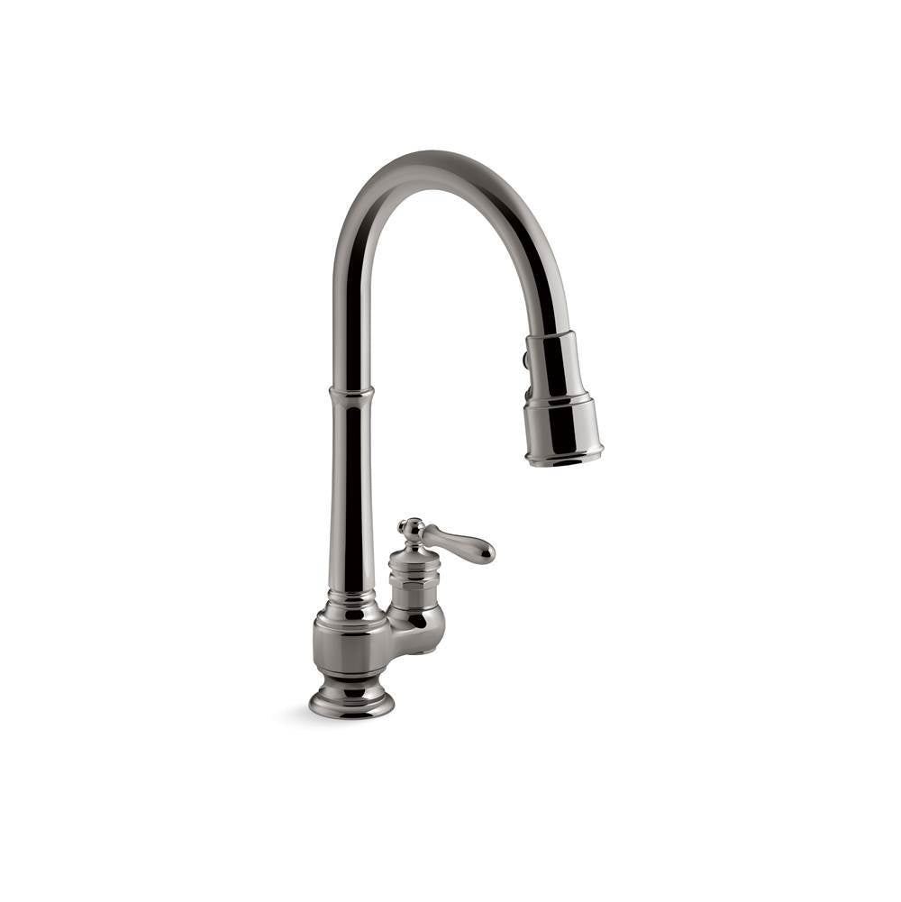 Kohler - Artifacts Pull-down kitchen sink faucet with three-function sprayhead - Vibrant Titanium