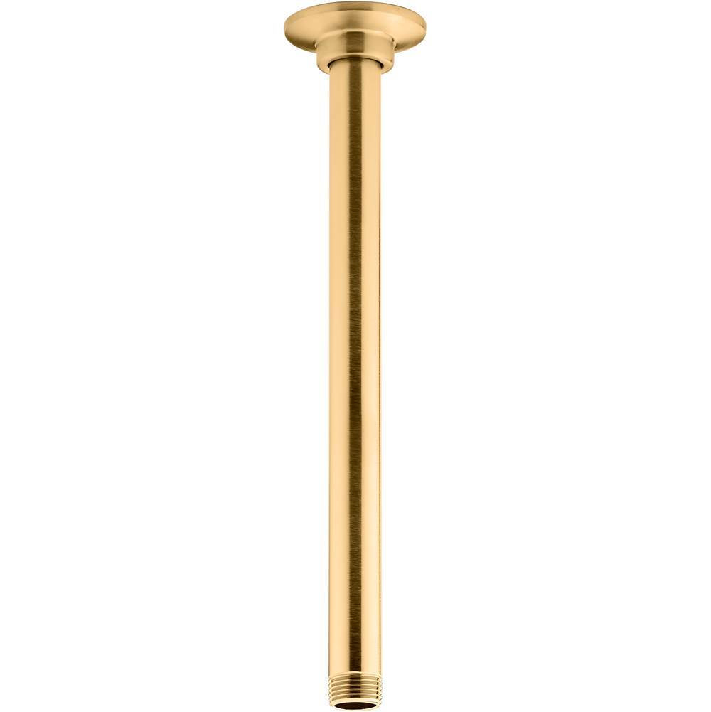Kohler - 12'' ceiling-mount single-function rainhead arm and flange - Vibrant Brushed Moderne Brass
