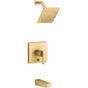 Kohler - Honesty Rite-Temp bath and shower trim kit with push-button diverter, 2.5 gpm - Vibrant Brushed Moderne Brass