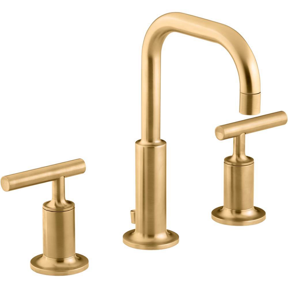 Kohler - Purist Widespread bathroom sink faucet with Lever handles, 1.2 gpm - Vibrant Brushed Moderne Brass