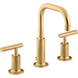 Kohler - Purist Widespread bathroom sink faucet with Lever handles, 1.2 gpm - Vibrant Brushed Moderne Brass